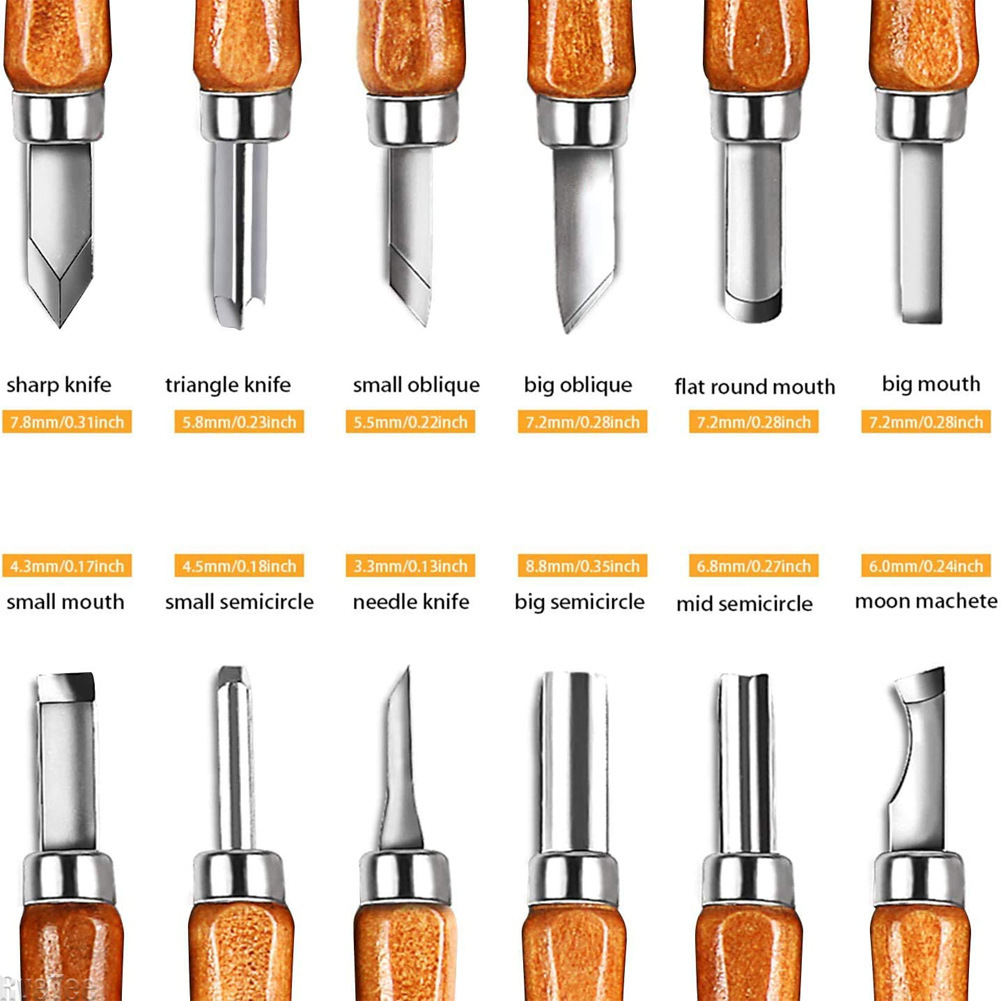 Woodworking Knives - Conjunto de 12 Ferramentas de Escultura